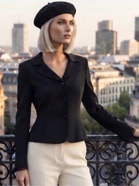Vintage Albert Nipon Black Label Black Cropped Blazer